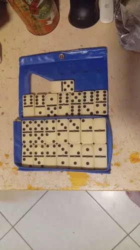 Dominó Antigo Vintage Incompleto (22 Peças) + Estojo Azul Original