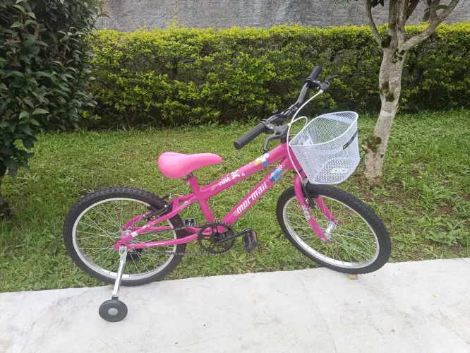 Bicicleta infantil aro 20 cestinha e rodinhas