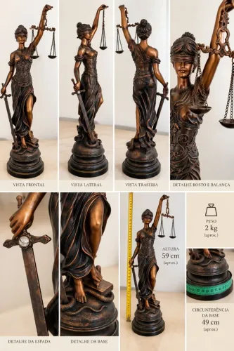 ESCULTURA DAMA DA JUSTIÇA TÊMIS - 59CM | PEÇA EXCLUSIVA