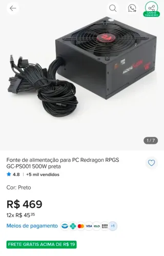 FONTE REDRAGON 500W 80 PLUS!
