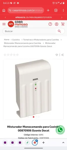 Gerador de ozônio Docol 