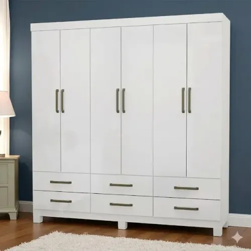 Roupeiro Dallas Branco Com 6 Gavetas Promoção