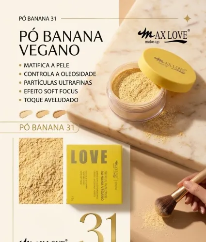 Pó Facial Finalizador Banana Vegano Max Love Studio - 12g