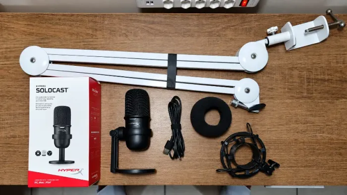 Microfone HyperX SoloCast USB + Braço Articulado + Espuma