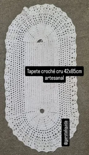 Tapete croché cru 42x85cm artesanal