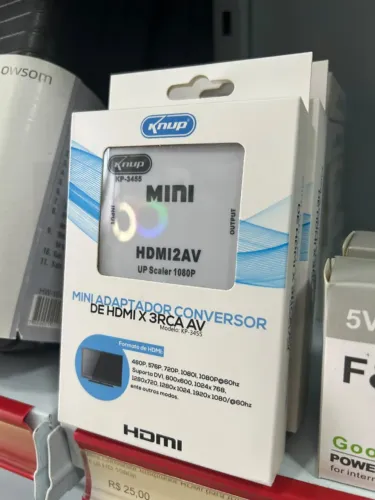 Mini Conversor Adaptador HDMI para AV 3 RCA Full HD 1080p