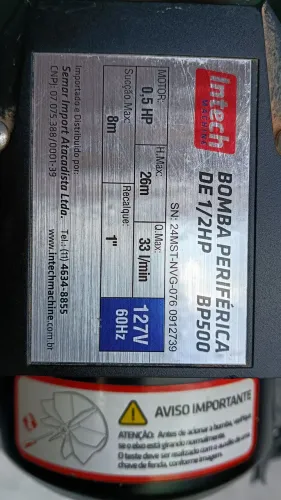 Bomba de água marca intech