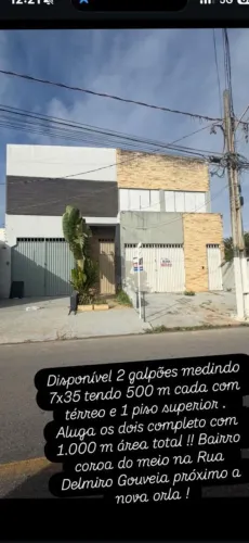 Alugel de 2 galpões medindo 7x 35 , valor 5.000