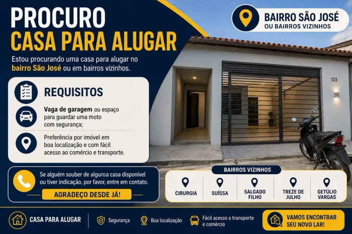 Busco casa para alugar !