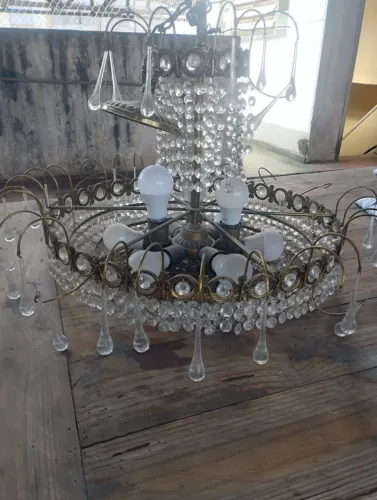 3 Lustres Vintage com Pingente de Cristais