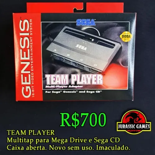 Multitap para Mega Drive 4 Controles Adaptador - Team Player. Novo sem uso. Multi Tap