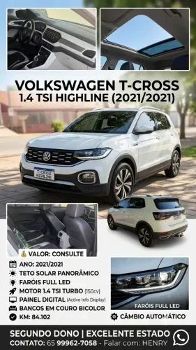 Volkswagen T-Cross Highline 1.4 TSI Flex 16V 5P AUT 2021