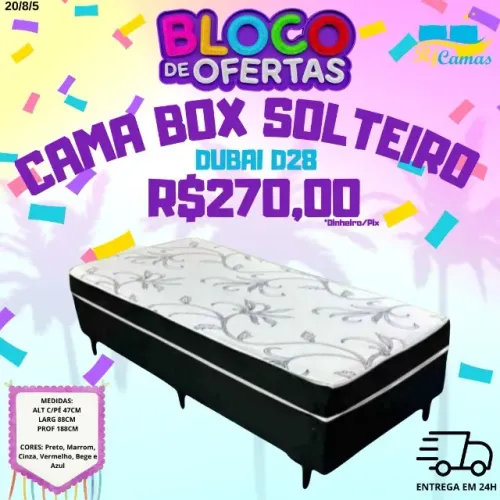 Cama box solteiro D28 (Pague na entrega)