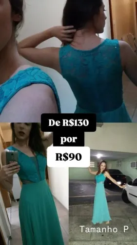 Vestido de festa longo verde água