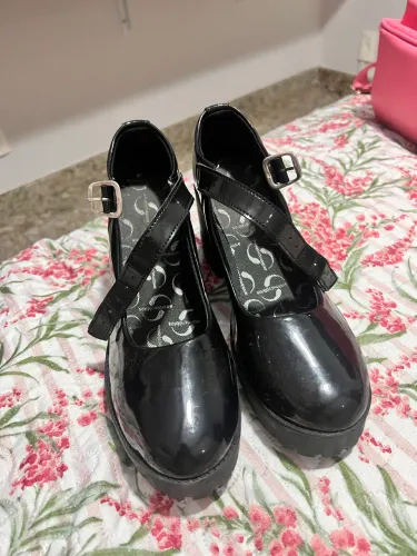 Sapato Plataforma Mary Jane Lolita Preto