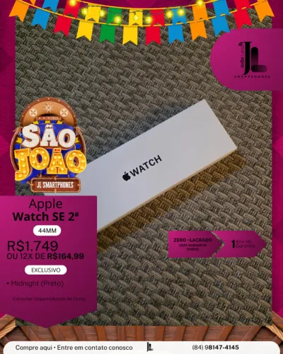 APPLE  WATCH SE 2ª, 44MM, LACRADO, EXCLUSIVO!