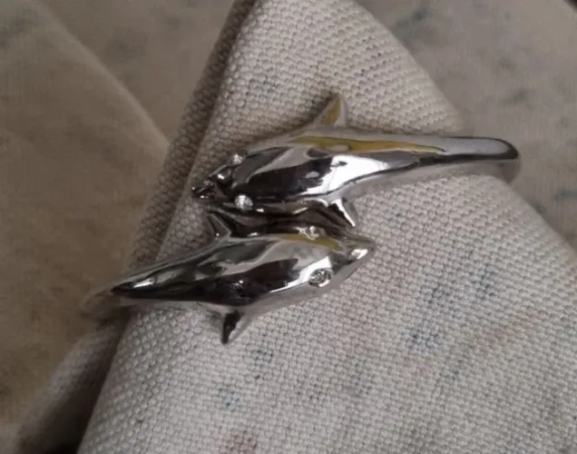 Bracelete em Aço Inox com Golfinhos - Acabamento Espelhado