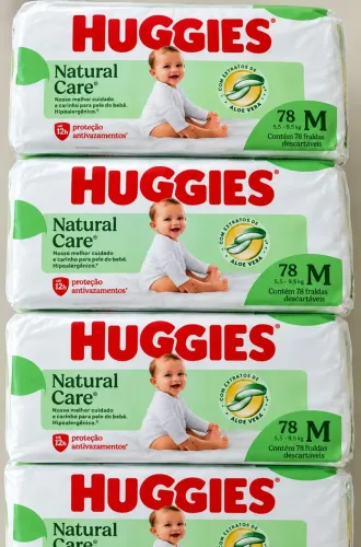 Fralda Huggies Natural Care M - 78 unidades | Pacote Lacrado
