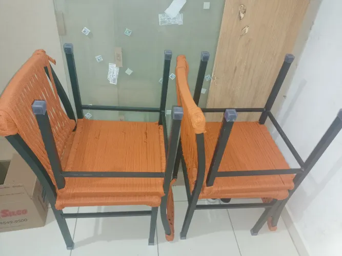 Cadeiras de Jantar Alumínio Preto em Corda Náutica Conjunto Kit com 4 Cadeiras Barato