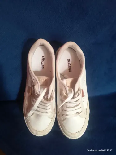 Tênis feminino Anacapri sola alta branco e nude multineutro 