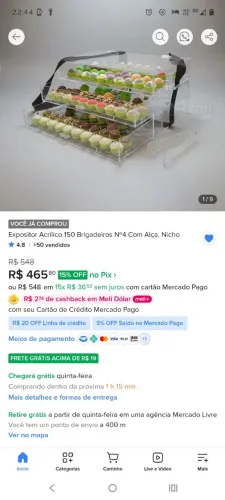 Expositor de acrílico 3 andares número 4 para brigadeiro gourmet