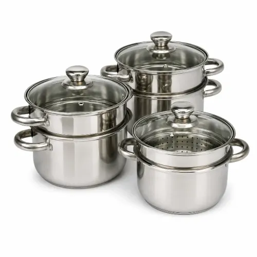 3x Espagueteira Escorredor Aço Inox Tampa Vidro 3 Peças Massas e Legumes - R$ 500 Kit