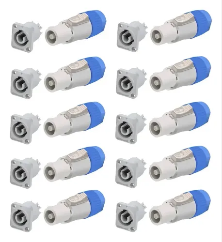 Kit 10 Conector Powercon Macho E Fêmea Branco Tipo Neutrik