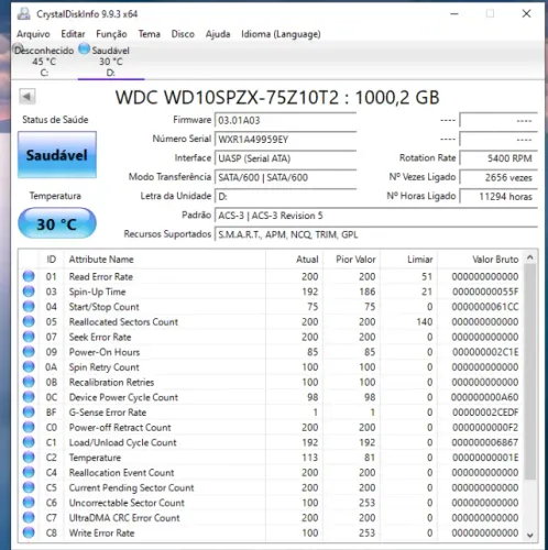 HDD 1TB Westem Digital( Mecânico )