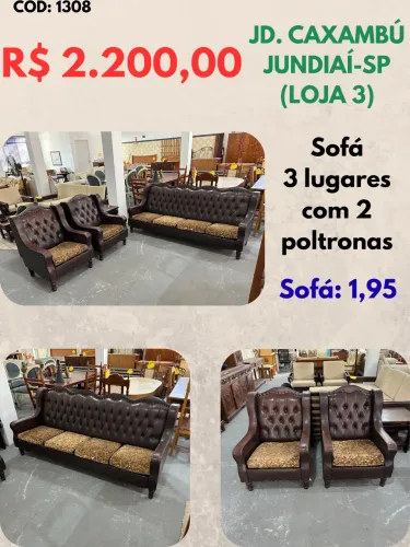 Conjunto de sofá de couro vintage + poltronas