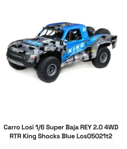 Carro Losi 1/6 Super Baja REY 2.0 4WD RTR King Shocks Blue Los05021t2