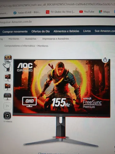 Monitor Gamer AOC herói quad 27" 155hz