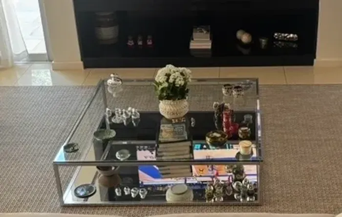 Mesa de centro de vidro espelhado 