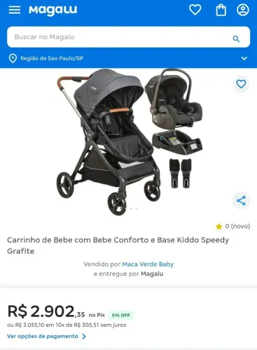 Carrinho de bebe kiddo. Com bebê conforto e suporte 