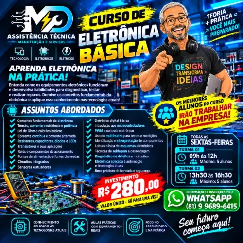CURSO DE ELETRÔNICA BÁSICA - APRENDA ELETRÔNICA NA PRÁTICA! 