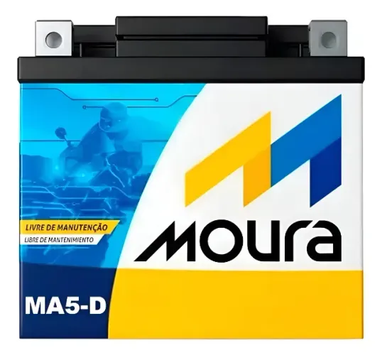 PROMOÇÃO Bateria Moura AGM Vrla Para Motocicletas Ma5-D 12V 5Ah - Polo Direito