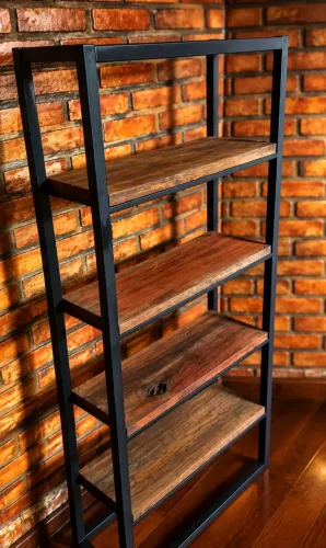 Estante Exclusiva em Ipê Roxo (35 anos de secagem) e Metalon - Encaixes Perfeitos