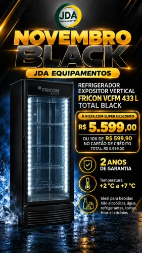 Refrigerador expositor vertical 433 litros total black marca fricon 