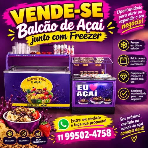 Balcão de açaí com Freezer junto 