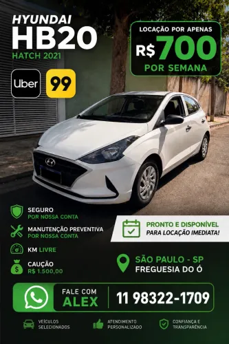 Alugo carro para motorista de aplicativo Uber, 99, Indrive 