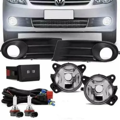 Kit Farol Milha Neblina Moldura Preta Gol Voyage Saveiro G5