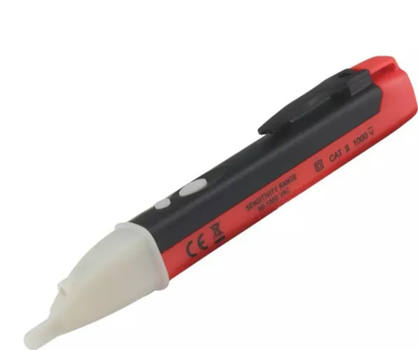 Teste energia tipo caneta detecta AC/DC s/ contato c/ led/bip