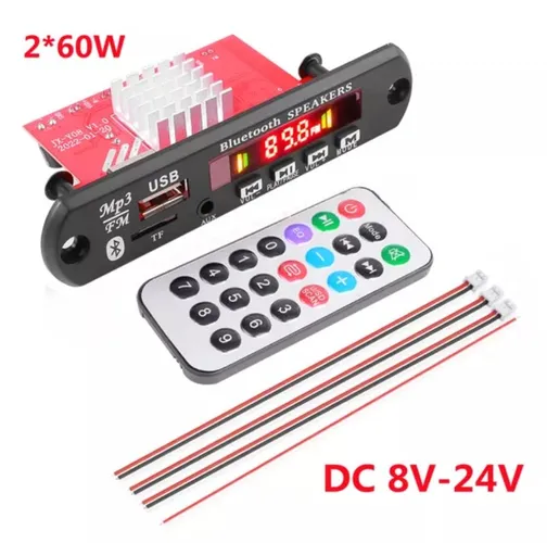 Módulo Decodificador Amplificado 120w  2x60watts ,MP3,Aux,FM.Card,USB c.remoto
