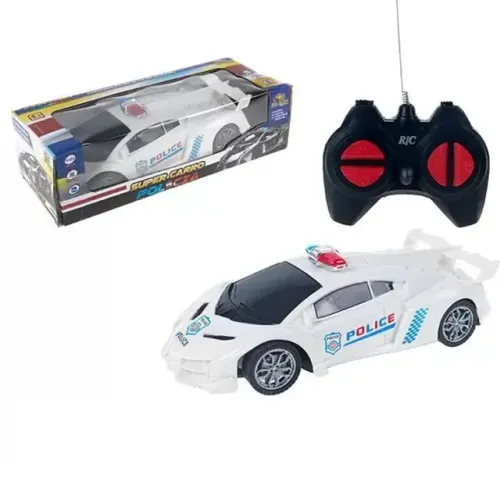 Carro Controle Remoto Policia 7 Funcoes Zb194 23,5x9x12cm
