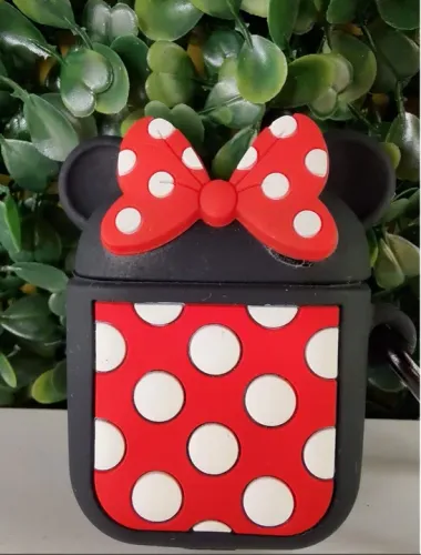 Case para Airpods Minnie Mouse (nova) capa com mosquetão para fone de ouvido sem fio 1 2