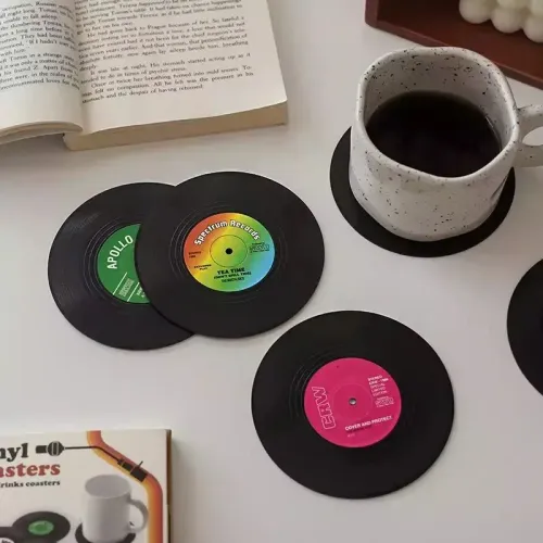 Porta Copo Em formato de Mini Vinil 