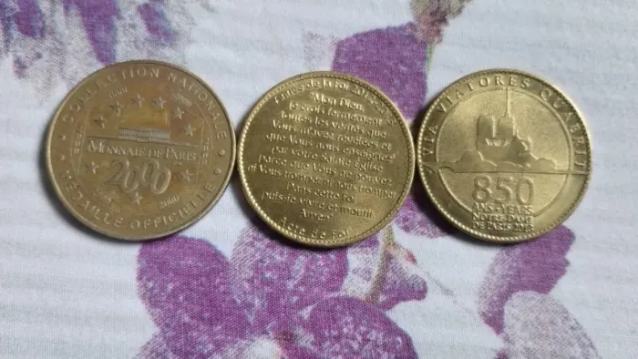 3 Medalhas Comemorativas Igreja Sacré Coeur Paris France #av (Usado)
