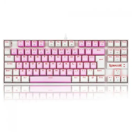  Teclado Mecânico 80% Redragon Kumara White/Pink Led Red Switch Blue - WZetta