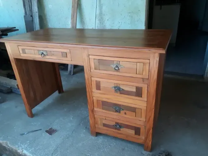 Mesa de Estudo Escrivaninha de Madeira Maciça de Demolição