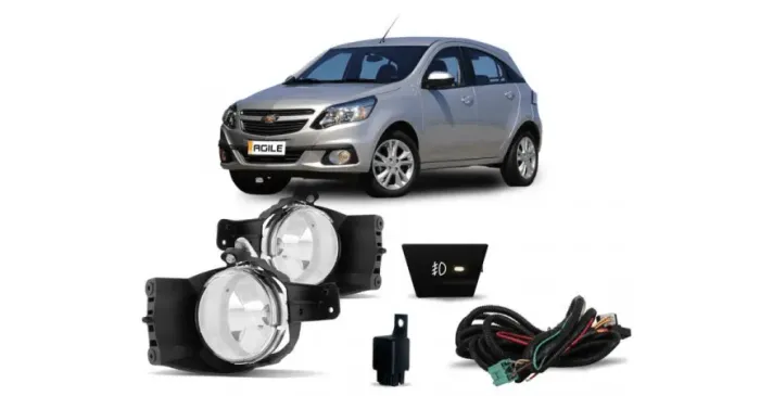 Kit Farol de Milha Neblina Auxiliar para o Chevrolet Ágile 2014 com Botão Original