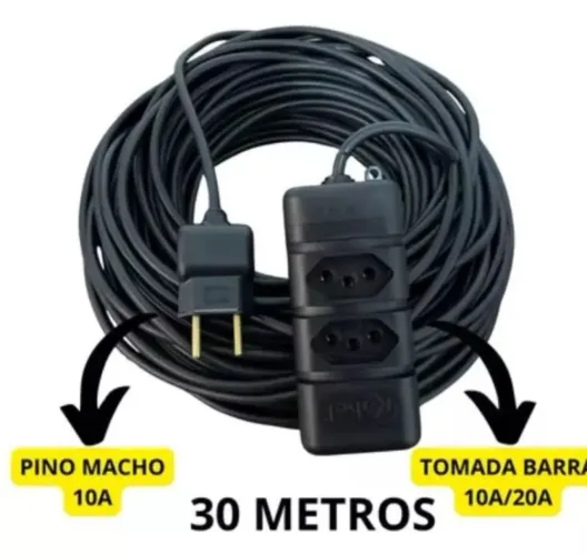 Extensão Elétrica 30 metros PP 2x1.0mm - Grossa Reforçada Bivolt - Pronta Entrega